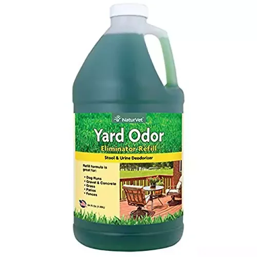 NaturVet - Yard Odor Eliminator - Eliminate Stool and Urine Odors from Lawn and Yard - Designed for Use on Grass, Plants, Patios, Gravel, Concrete & More - 64 oz Refill