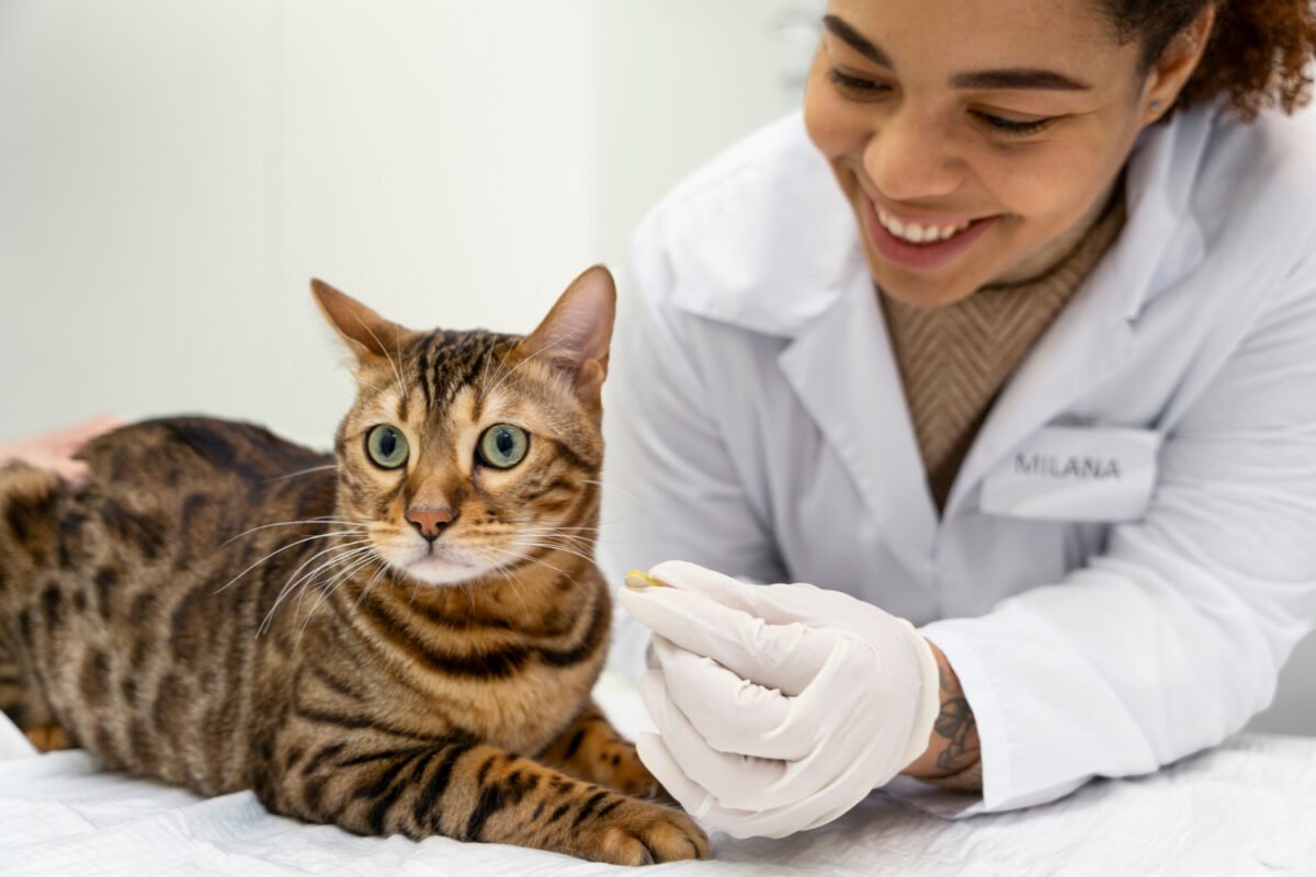 A cat at the vet
