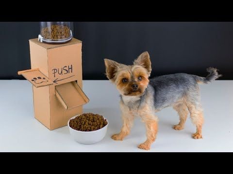 DIY Puppy Dog Food Dispenser from Cardboard