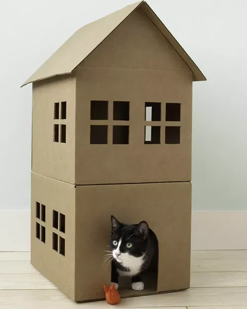 Cardboard Cat Playhouse