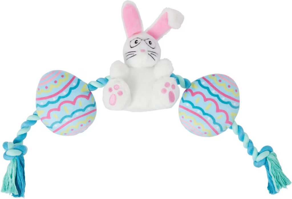 Easter Bunny & Egg Plush with Rope Dog Toy