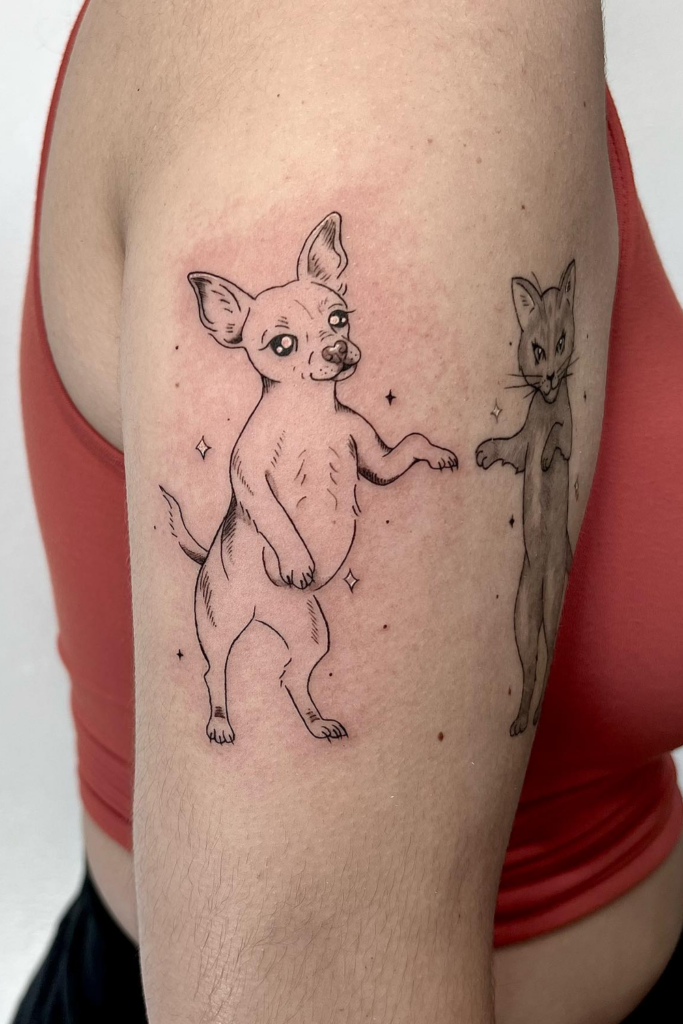 Chihuahua and Cat Tattoo
